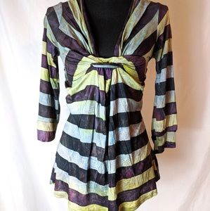 Stripped Buckle Blouse